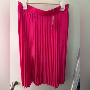 J. Crew Hot Pink Pleated Midi Skirt NWT
